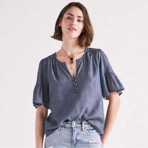Lucky Brand Chambray Top Blue Size S